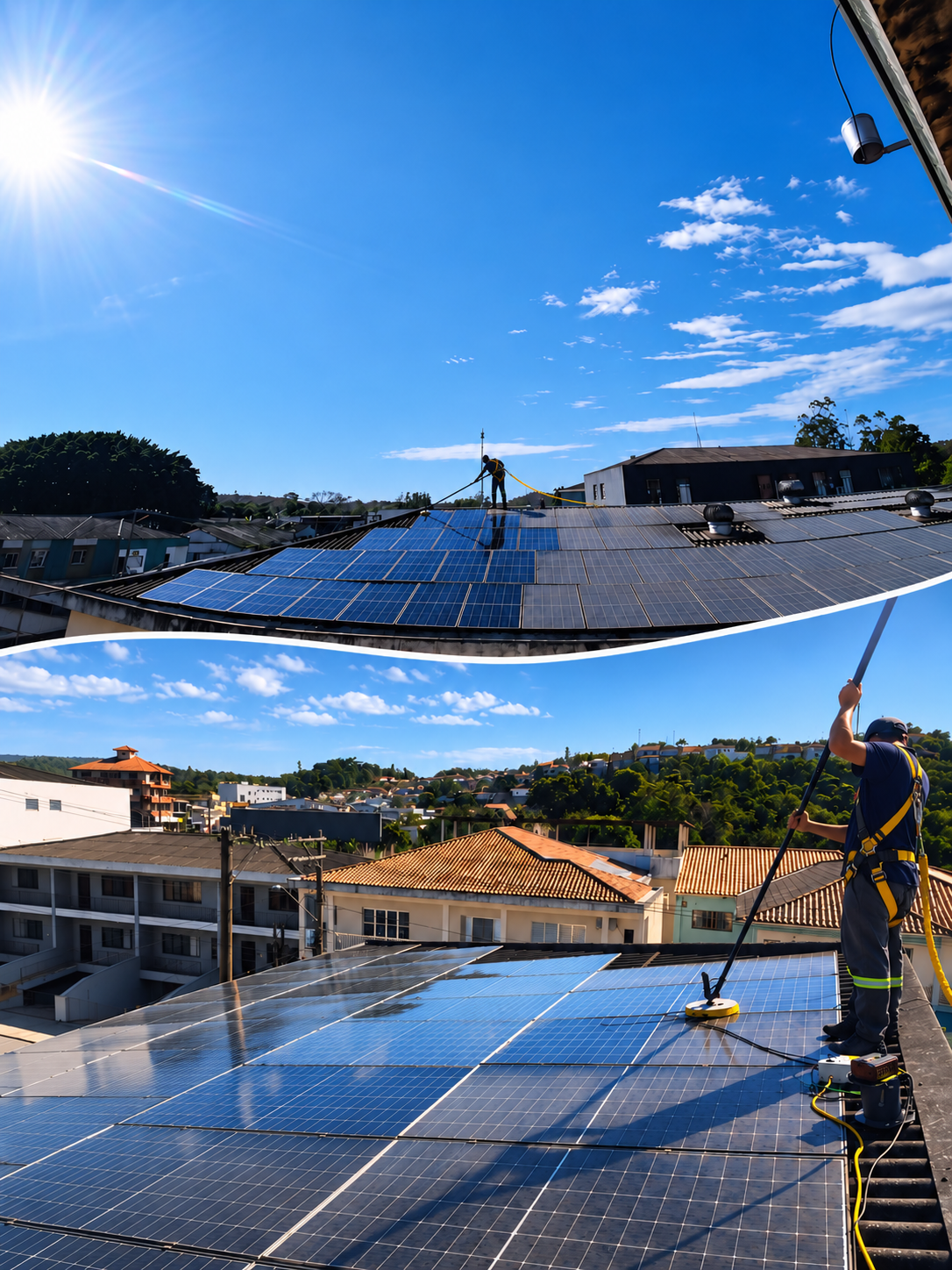 Manutenção e lavagem de painéis solares Solare Varasquim
